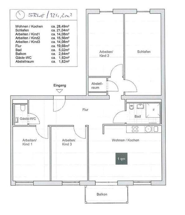 5 Raumwohnung Grundriss