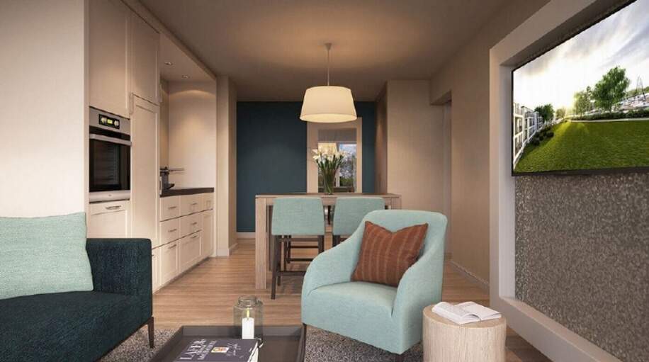 Visualisierung Blick in den Küchenbereich - Immobilienmakler Dresden, Chemnitz, Leipzig