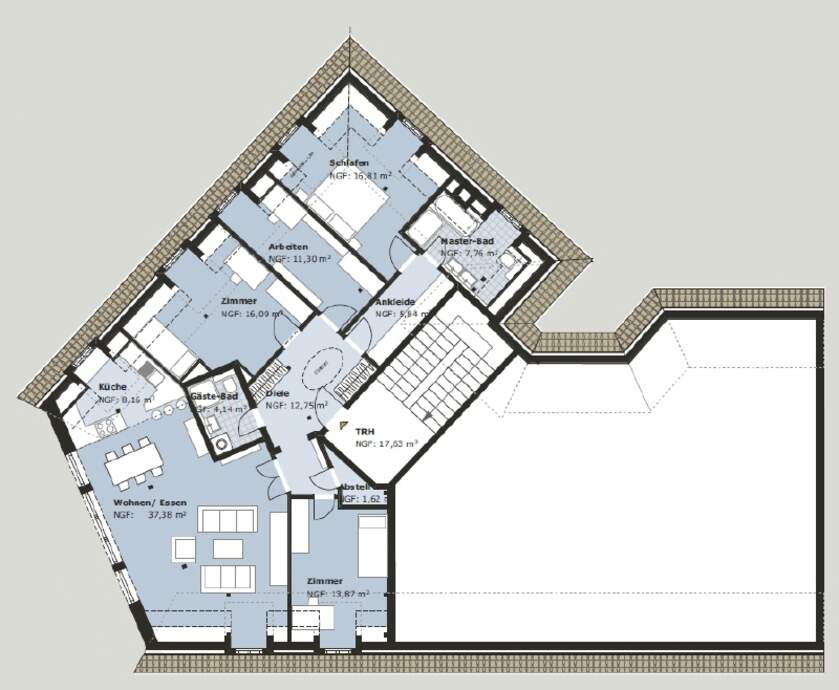 Grundriss für möglichen DG-Ausbau